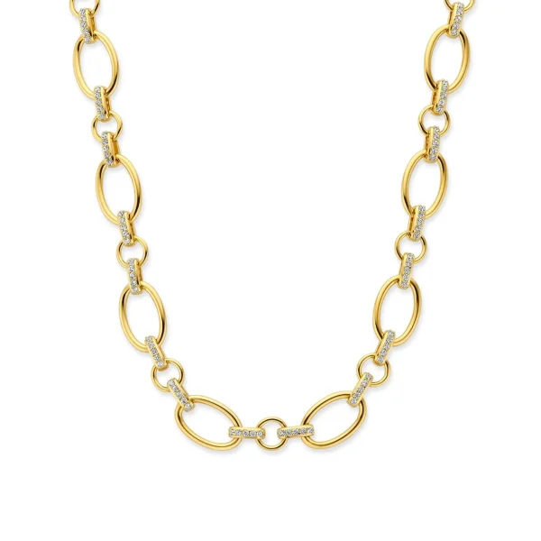 Bibbiena Poppi Clara 925 sterling zilver gold plated Schakelketting met zirkonia stenen