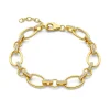 Bibbiena Poppi Clara 925 sterling zilver gold plated Schakelarmband  met zirkonia stenen