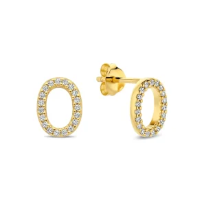 Bibbiena Poppi Clara 925 sterling zilver gold plated Oorknoppen met zirkonia stenen