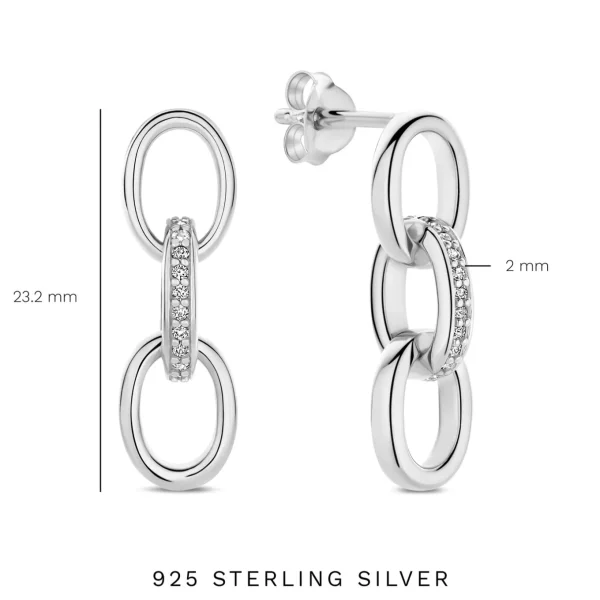 Bibbiena Poppi Clara 925 sterling zilver Oorhangers met zirkonia stenen