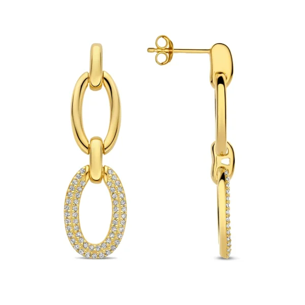 Bibbiena Poppi Clara 925 sterling zilver gold plated Oorhangers met zirkonia stenen