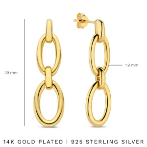 Bibbiena Poppi Clara 925 sterling zilveren gold plated oorhangers