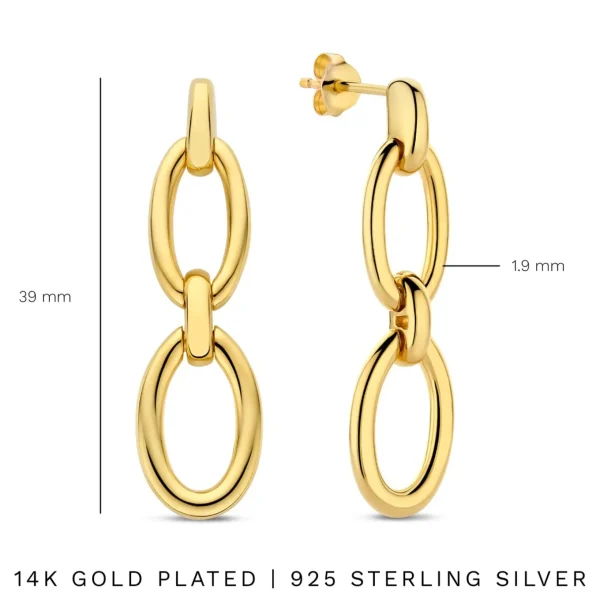 Bibbiena Poppi Clara 925 sterling zilveren gold plated oorhangers