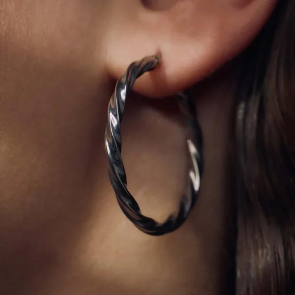 Bibbiena Poppi Viviana 925 sterling zilveren oorringen met twist