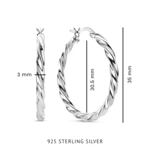 Bibbiena Poppi Viviana 925 sterling zilveren oorringen met twist