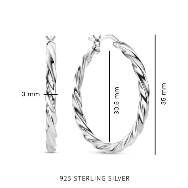 Bibbiena Poppi Viviana 925 sterling zilveren oorringen met twist