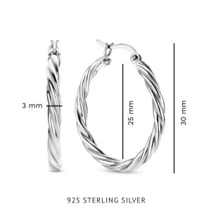Bibbiena Poppi Viviana 925 sterling zilveren oorringen met twist