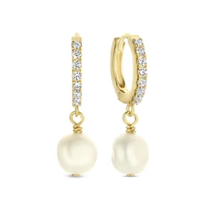 Brioso Cortona Bella 925 sterling zilveren gold plated oorringen met zoetwaterparel