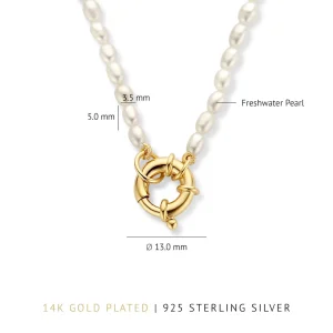 Brioso Cortona Bella 925 sterling zilveren gold plated parel ketting