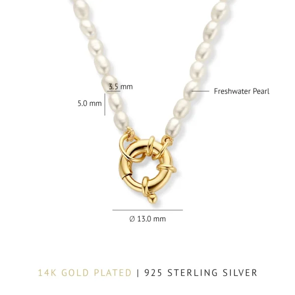 Brioso Cortona Bella 925 sterling zilveren gold plated parel ketting
