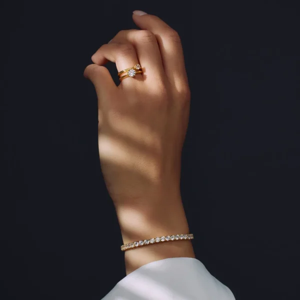 Cento Luci Mila 925 sterling zilver gold plated ring met zirkonia steen