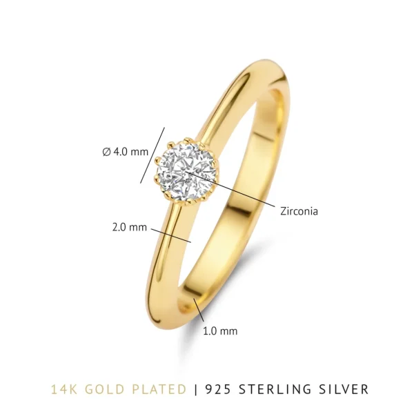 Cento Luci Mila 925 sterling zilver gold plated ring met zirkonia steen