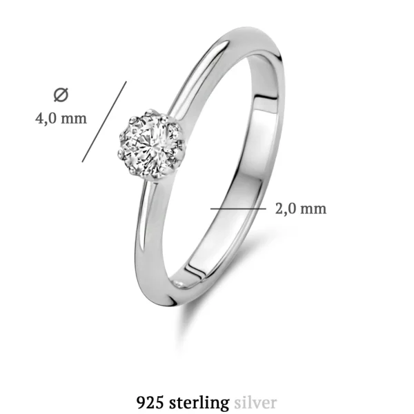 Cento Luci Mila 925 sterling zilveren ring met zirkonia steen