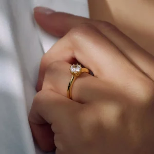 Cento Luci Rosia 925 sterling zilver gold plated ring met zirkonia steen