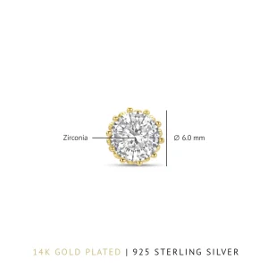 Cento Luci Rosia 925 sterling zilver gold plated Oorknoppen met zirkonia steen