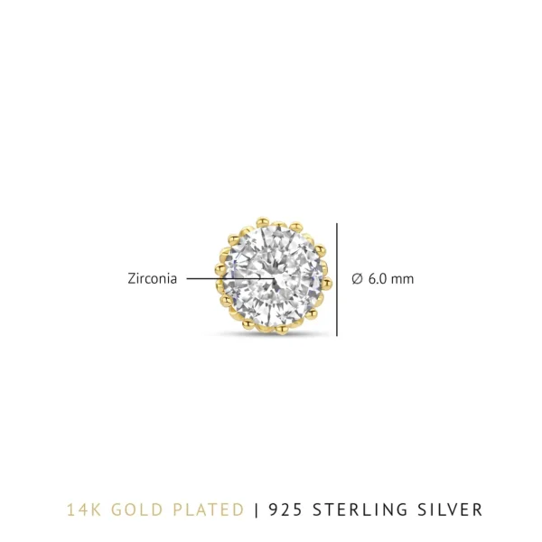 Cento Luci Rosia 925 sterling zilver gold plated Oorknoppen met zirkonia steen