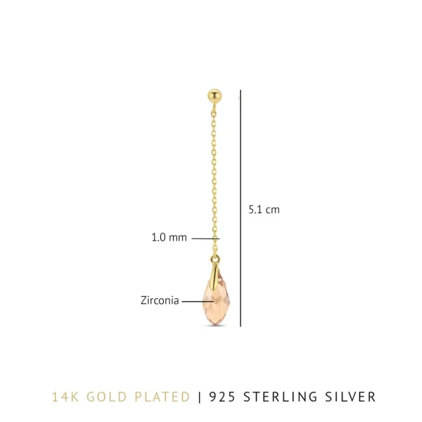 La Sirena Ombrone 925 sterling zilver gold plated Oorhangers met 14 karaat gouden plating
