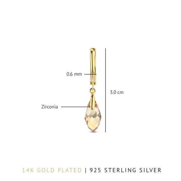 La Sirena Ombrone 925 sterling zilver gold plated Oorhangers met 14 karaat gouden plating