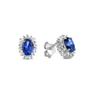 Mia Colore Azure 925 sterling zilver Oorknoppen met blauwe zirkonia steen