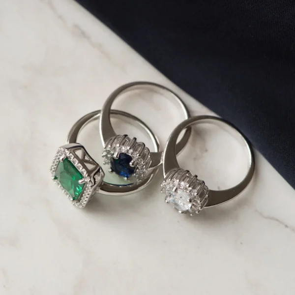 Mia Colore Azure 925 sterling zilveren ring met blauwe zirkonia steen