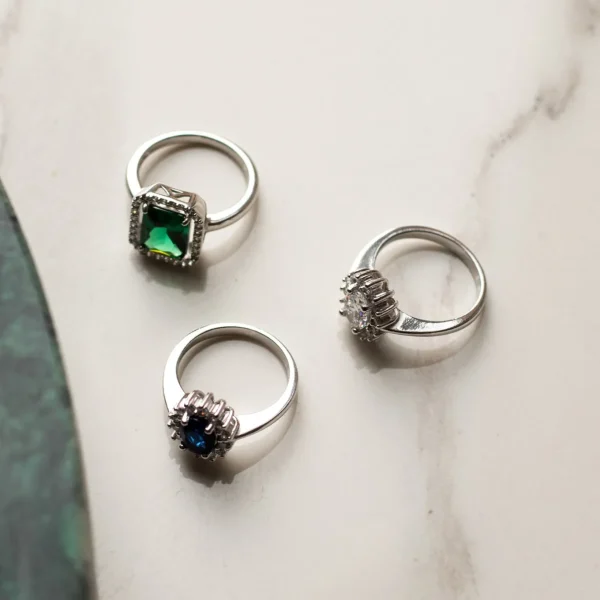Mia Colore Azure 925 sterling zilveren ring met blauwe zirkonia steen