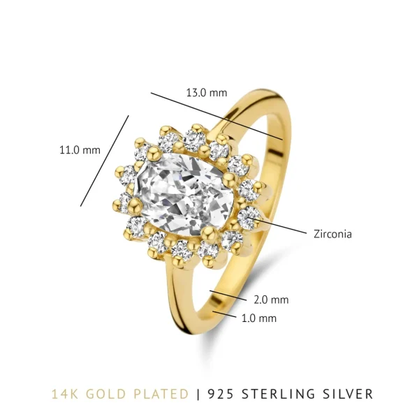 Mia Colore Bianca 925 sterling zilver gold plated ring met zirkonia steen