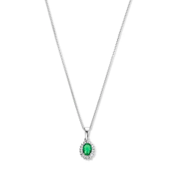 Mia Colore Verdi 925 sterling zilver Ketting met groene zirkonia steen