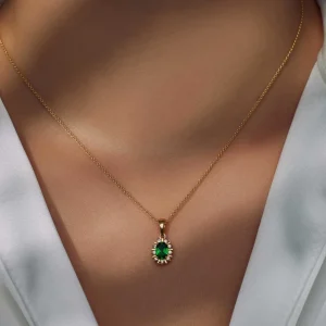 Mia Colore Verdi 925 sterling zilver gold plated Ketting met groene zirkonia steen