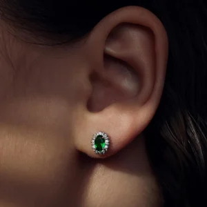 Mia Colore Verdi 925 sterling zilver Oorknoppen met groene zirkonia steen