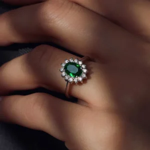 Mia Colore Verdi 925 sterling zilveren ring met groene zirkonia steen
