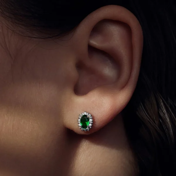 Mia Colore Verdi 925 sterling zilver Oorknoppen met groene zirkonia steen