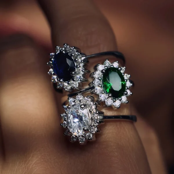 Mia Colore Verdi 925 sterling zilveren ring met groene zirkonia steen