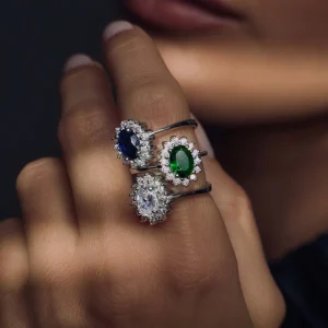 Mia Colore Verdi 925 sterling zilveren ring met groene zirkonia steen
