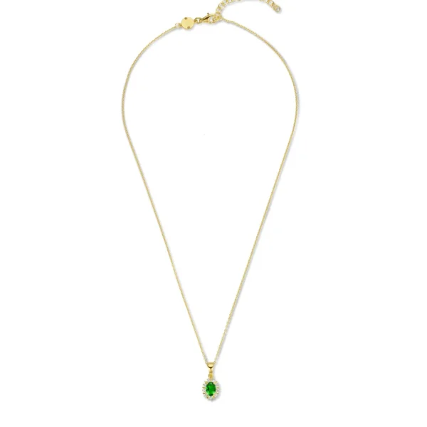 Mia Colore Verdi 925 sterling zilver gold plated Ketting met groene zirkonia steen