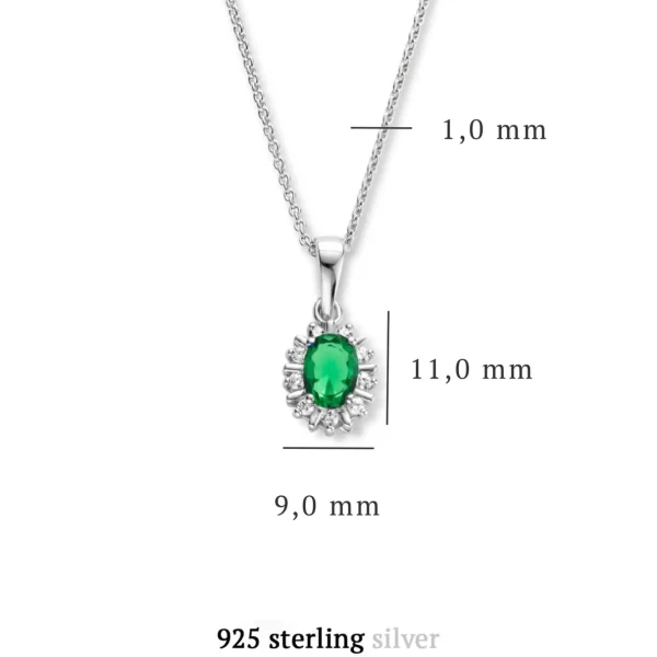 Mia Colore Verdi 925 sterling zilver Ketting met groene zirkonia steen