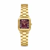Orologio rechthoekig dameshorloge goudkleurig en bordeaux