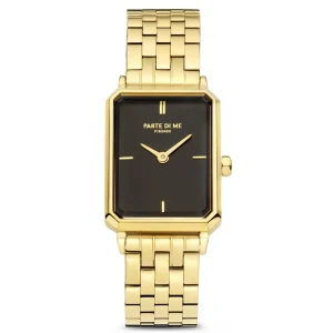 Orologio rechthoekig dameshorloge goudkleurig en zwart