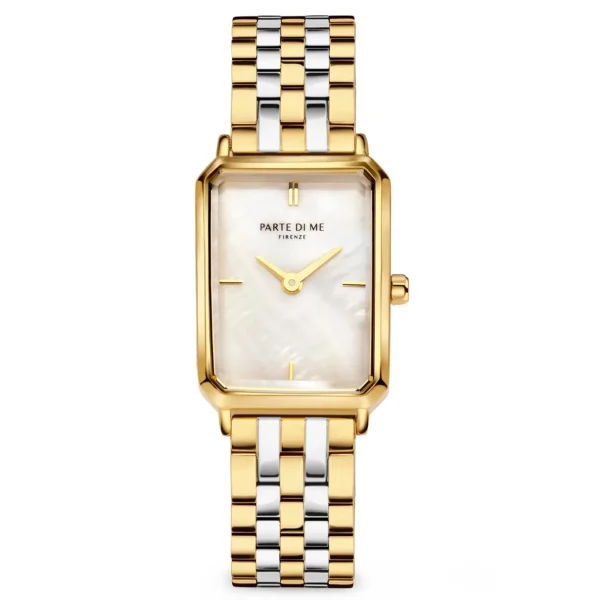 Orologio rechthoekig dameshorloge goud- en zilverkleurig
