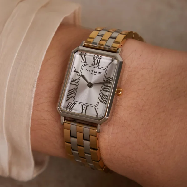 Orologio rechthoekig dameshorloge goudkleurig en zilver