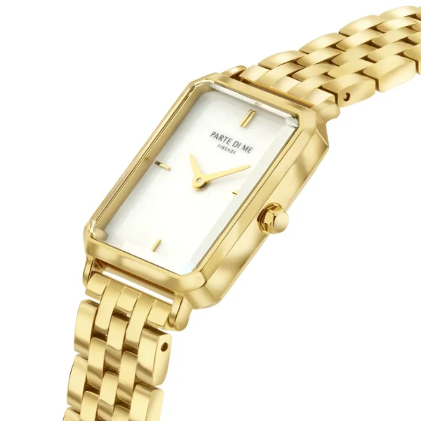 Orologio rechthoekig dameshorloge goudkleurig en parelmoer