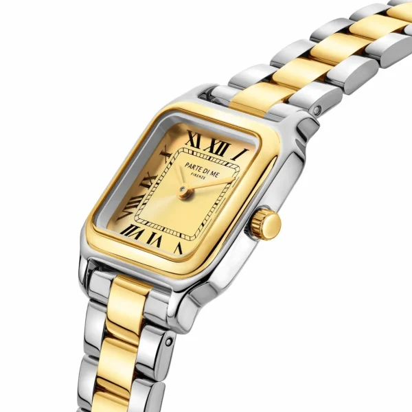 Orologio rechthoekig dameshorloge goudkleurig en zilver