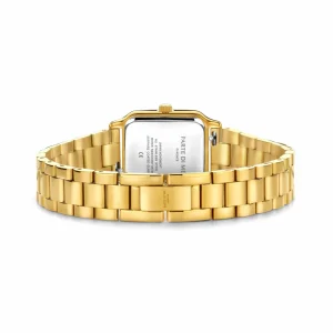 Orologio rechthoekig dameshorloge goudkleurig en wit