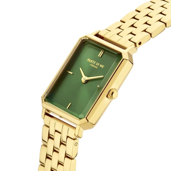 Orologio rechthoekig dameshorloge goudkleurig en groen