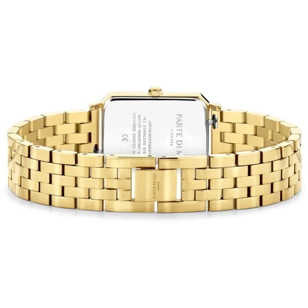 Orologio rechthoekig dameshorloge goudkleurig en parelmoer