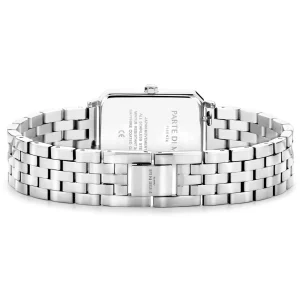 Orologio rechthoekig dameshorloge zilverkleurig en parelmoer