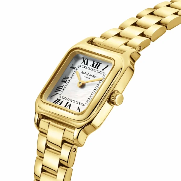 Orologio rechthoekig dameshorloge goudkleurig en wit