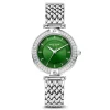 Orologio rond dameshorloge zilverkleurig en groen
