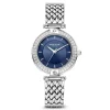 Orologio rond dameshorloge zilverkleurig en blauw