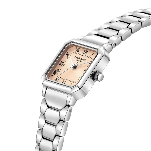 Orologio vierkant dameshorloge zilverkleurig en taupe