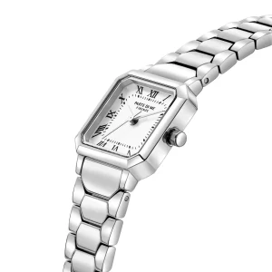 Orologio vierkant dameshorloge zilverkleurig en wit